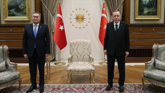 Cumhurbaşkanı Erdoğan Kazak dışişleri bakanını kabul etti